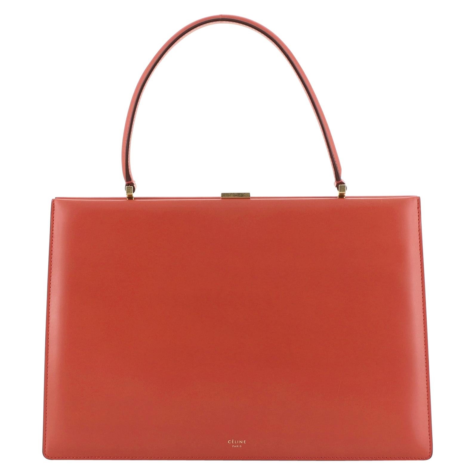 Celine Clasp Top Handle Bag Leather Medium