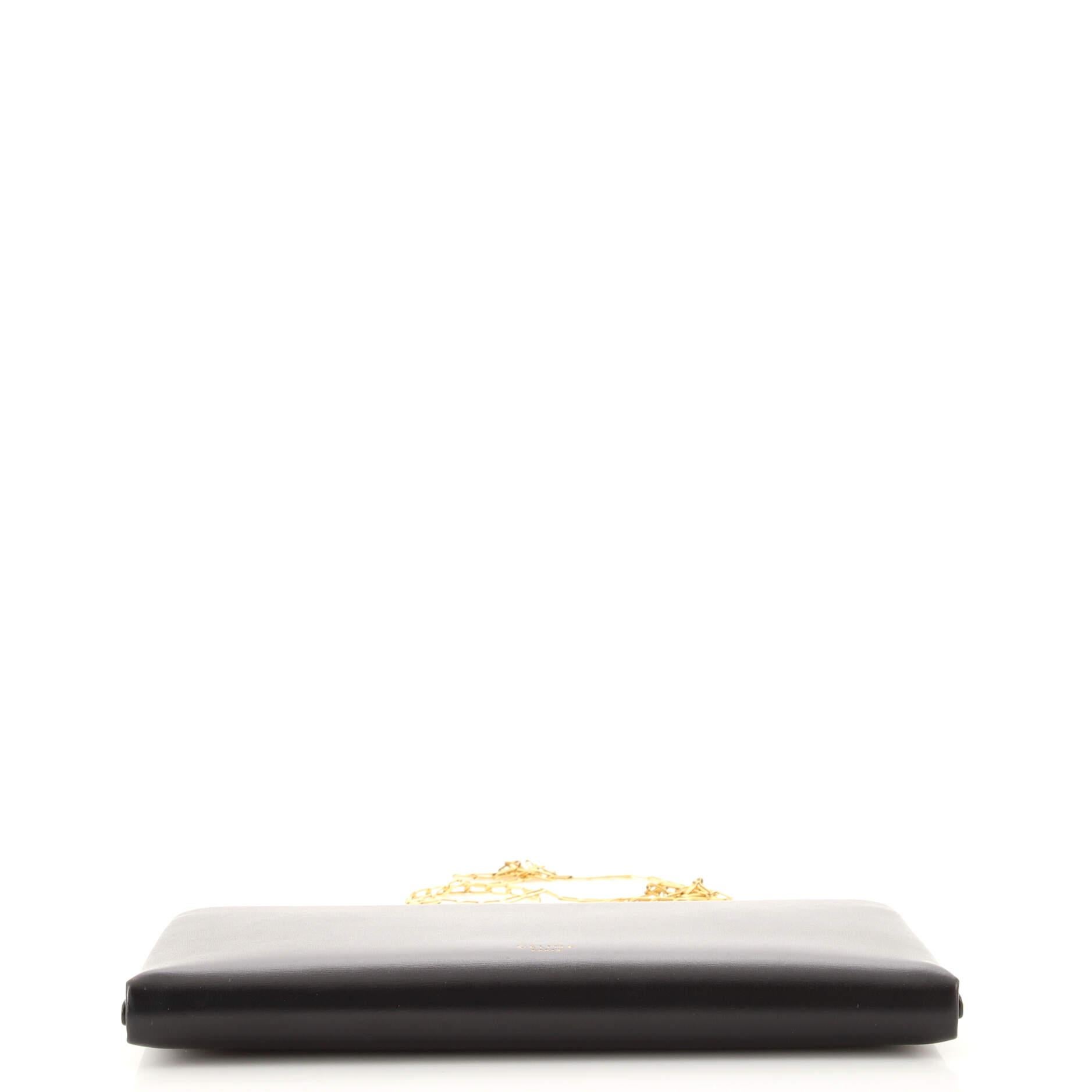 Celine Clasp Wallet on Chain Leather Large In Good Condition In NY, NY