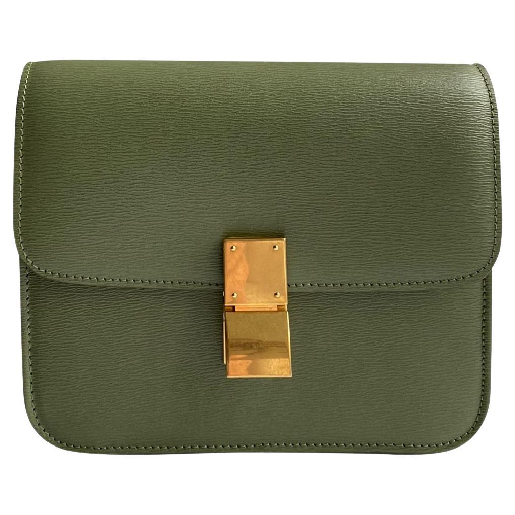 CÉLINE, Classic bag in green leather