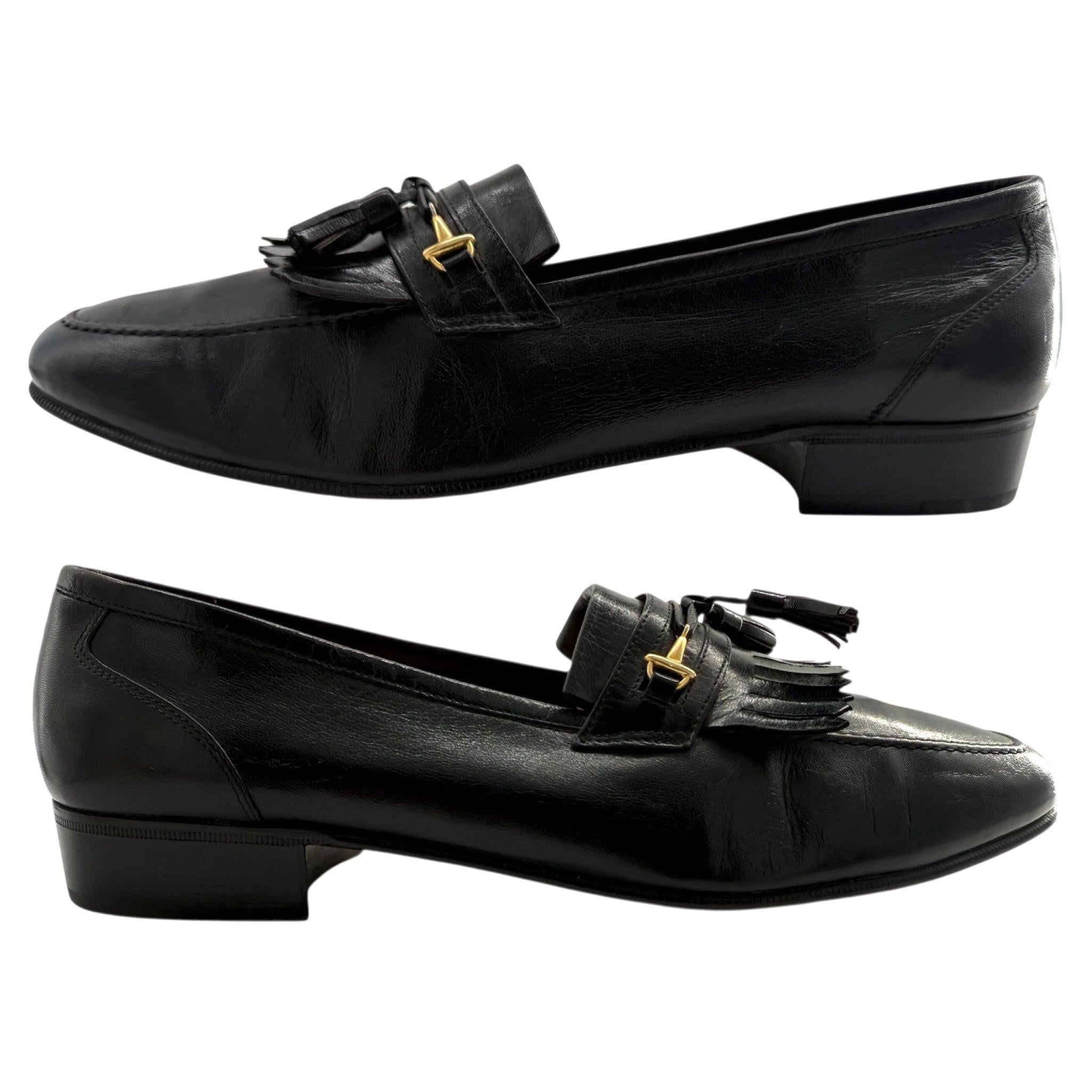 Celine Classic Loafers aus schwarzem Leder, 1980er Jahre (Schwarz) im Angebot