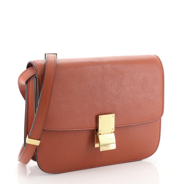 Celine Classic Box Bag Grainy Leather Medium For Sale at 1stdibs