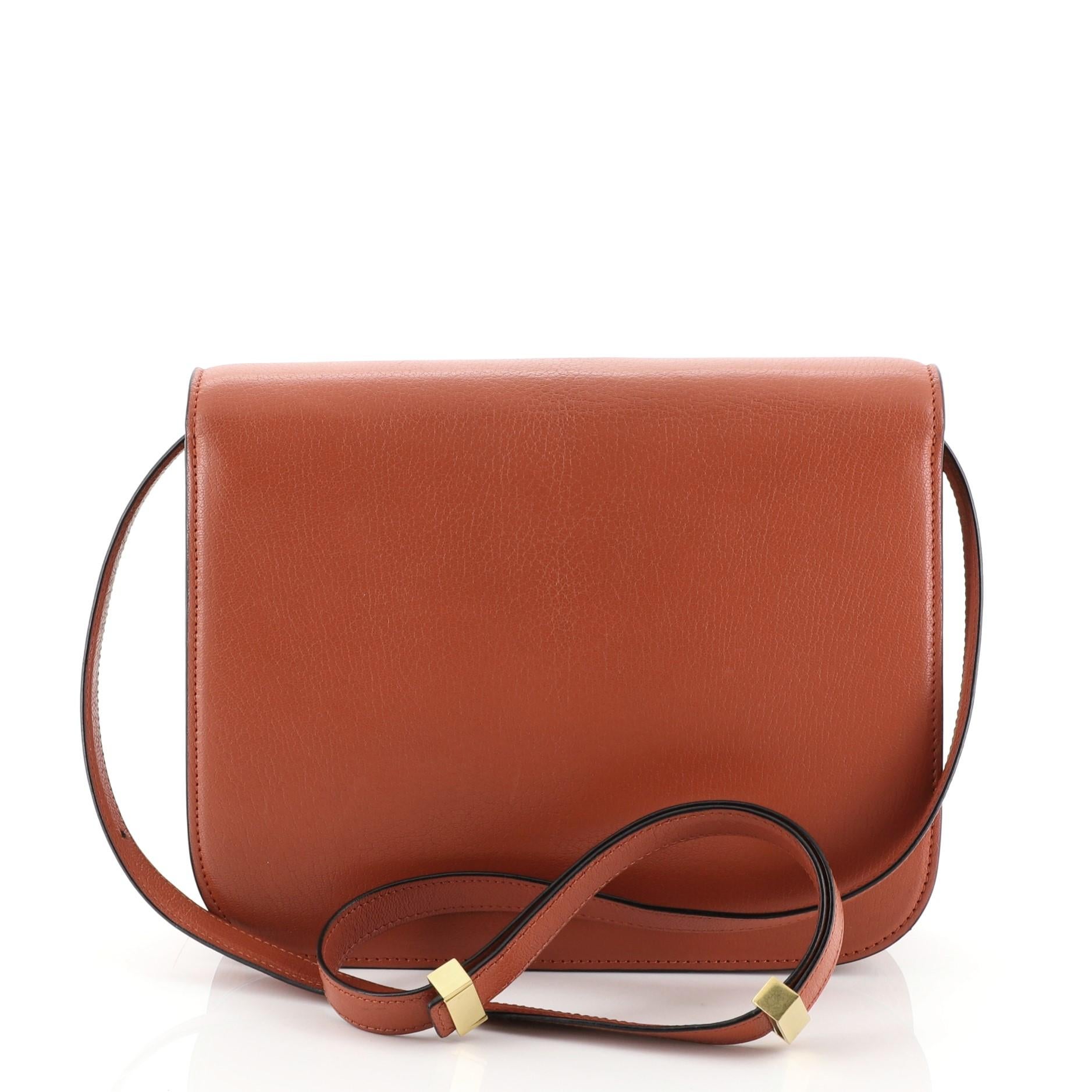 Brown Celine Classic Box Bag Grainy Leather Medium