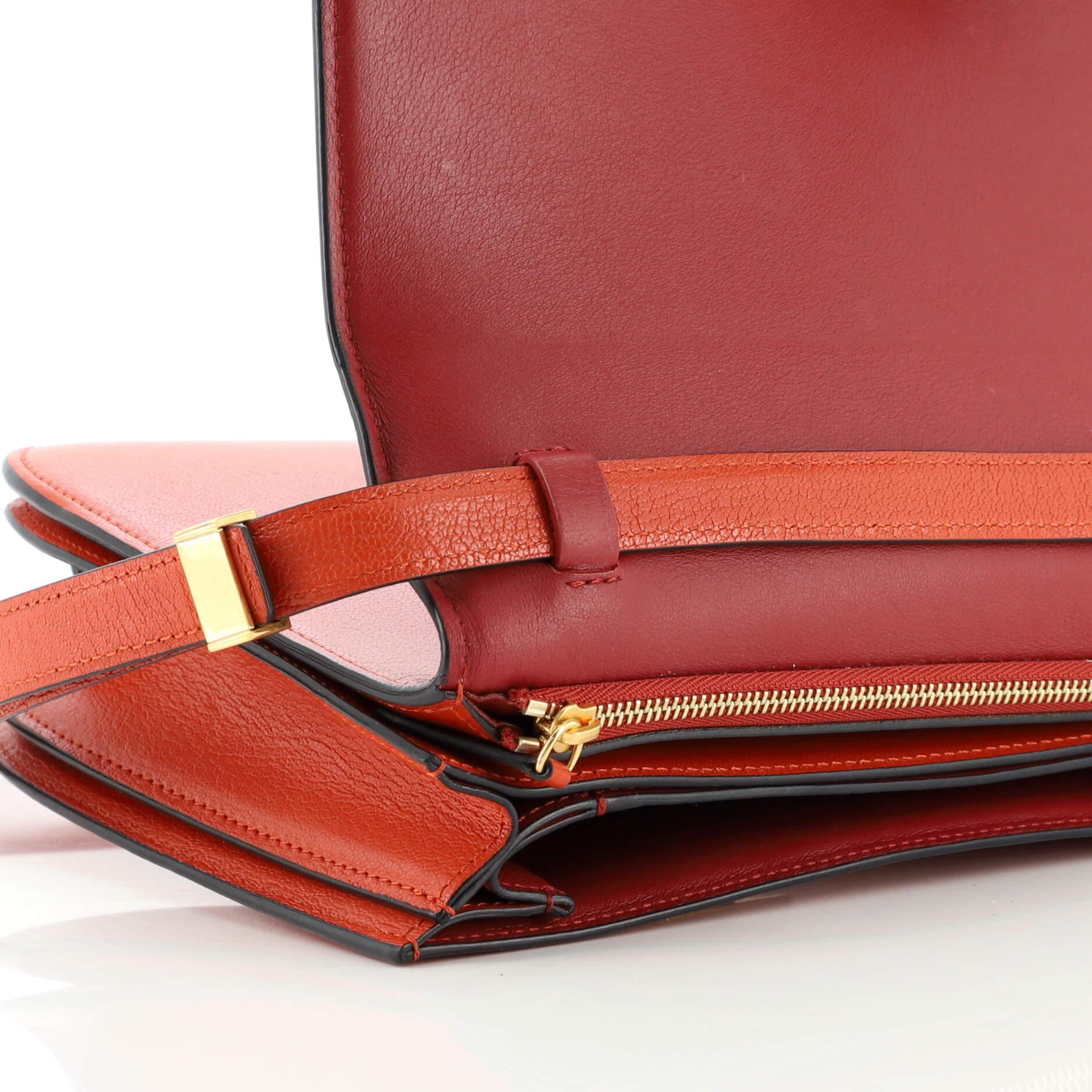 Red Celine Classic Box Bag Grainy Leather Medium