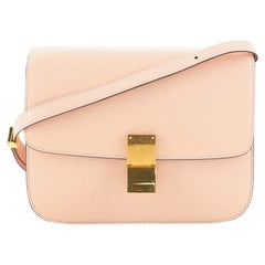 Celine Classic Box-Tasche aus grauem Leder Medium