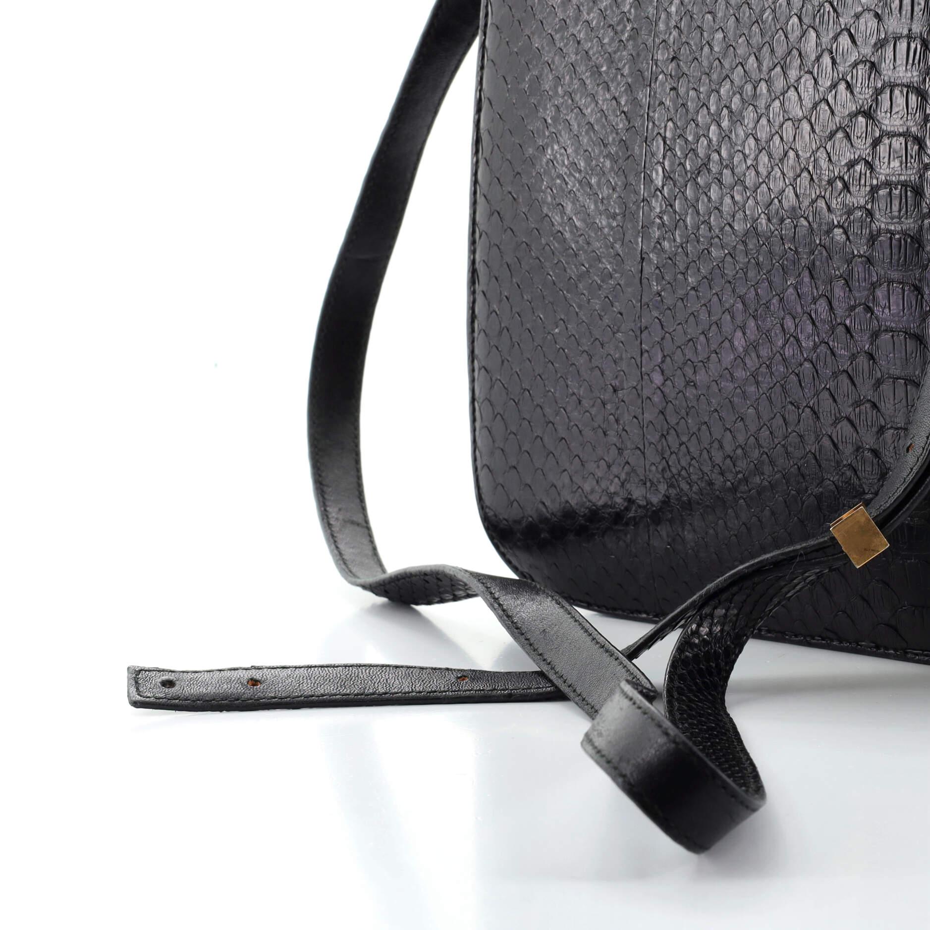 Black Celine Classic Box Bag Python Large