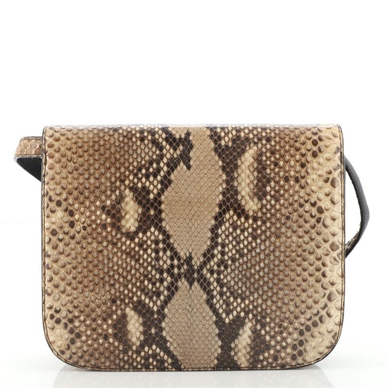 Brown Celine Classic Box Bag Python Medium