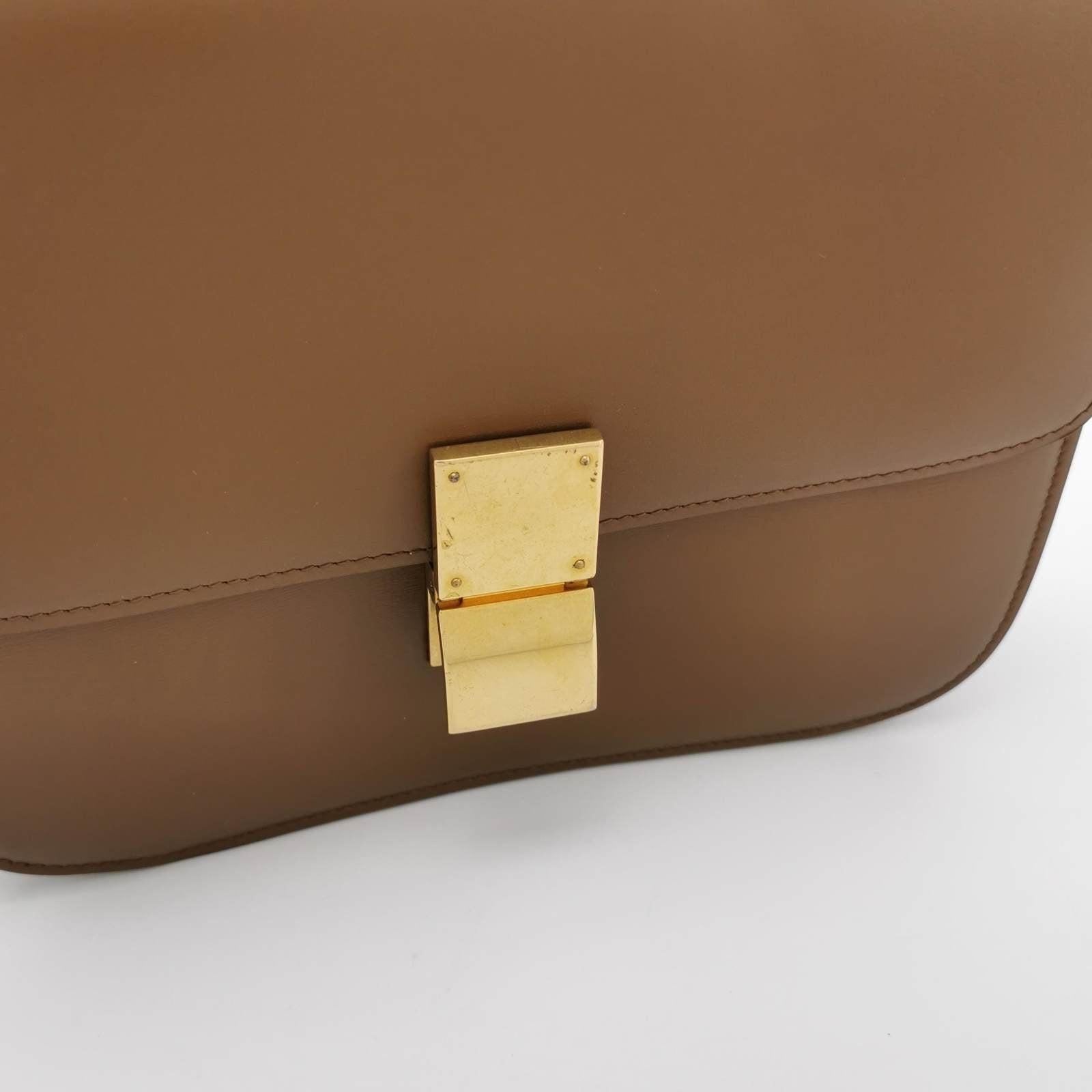 CELINE Classic Box Flap Caramel Brown Leather crossbody bag 6