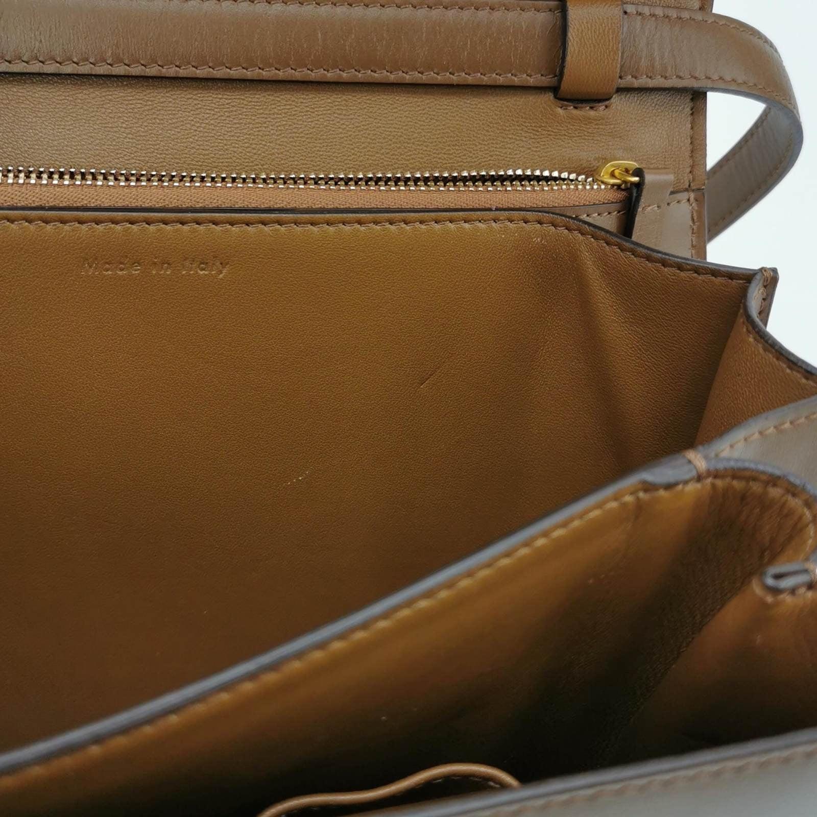 CELINE Classic Box Flap Caramel Brown Leather crossbody bag 9