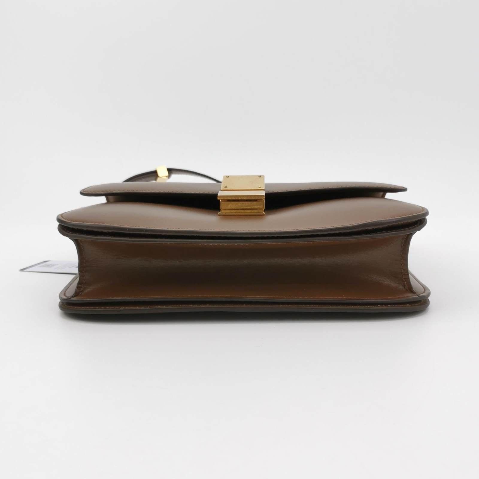 CELINE Classic Box Flap Caramel Brown Leather crossbody bag For Sale 1