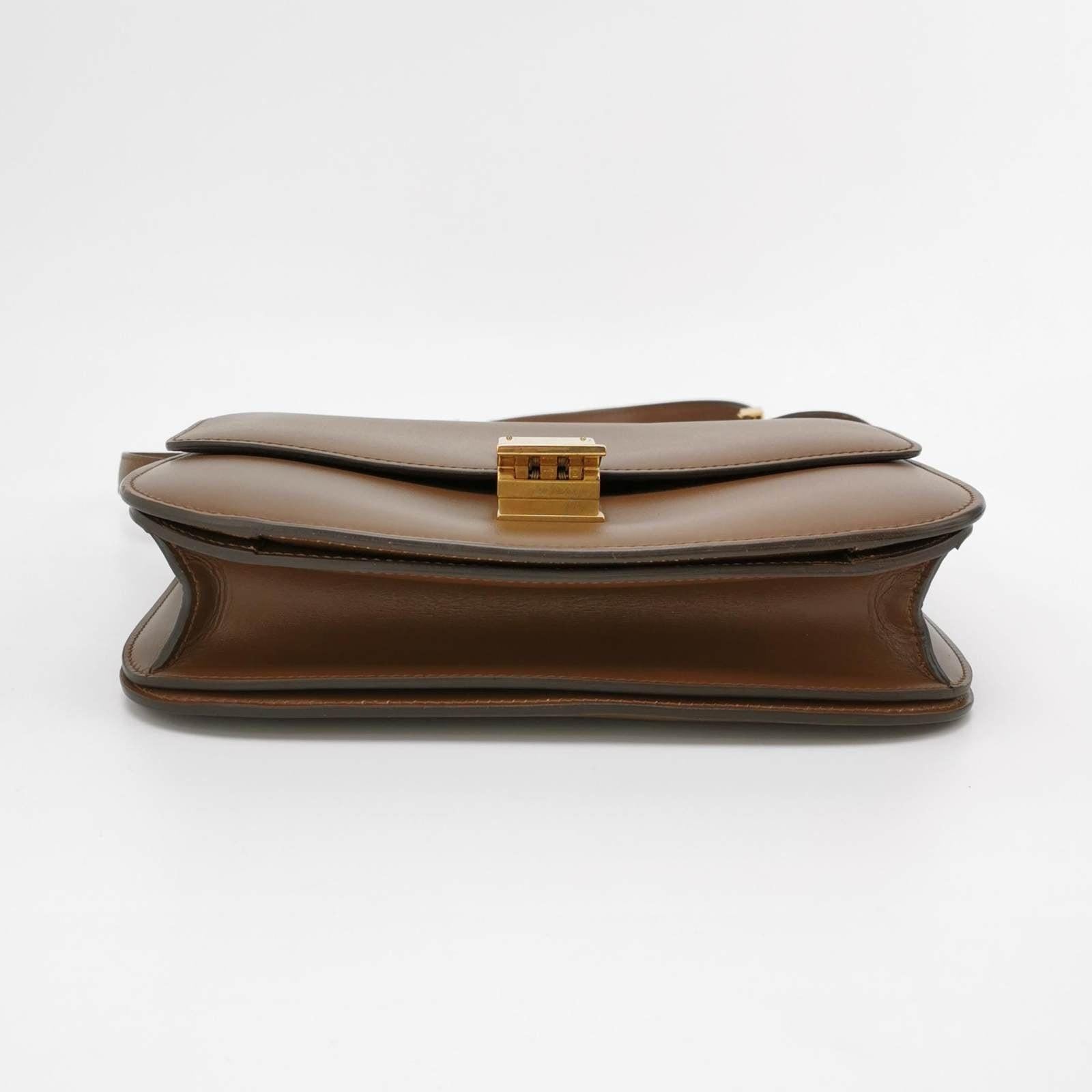 CELINE Classic Box Flap Caramel Brown Leather crossbody bag at 1stDibs