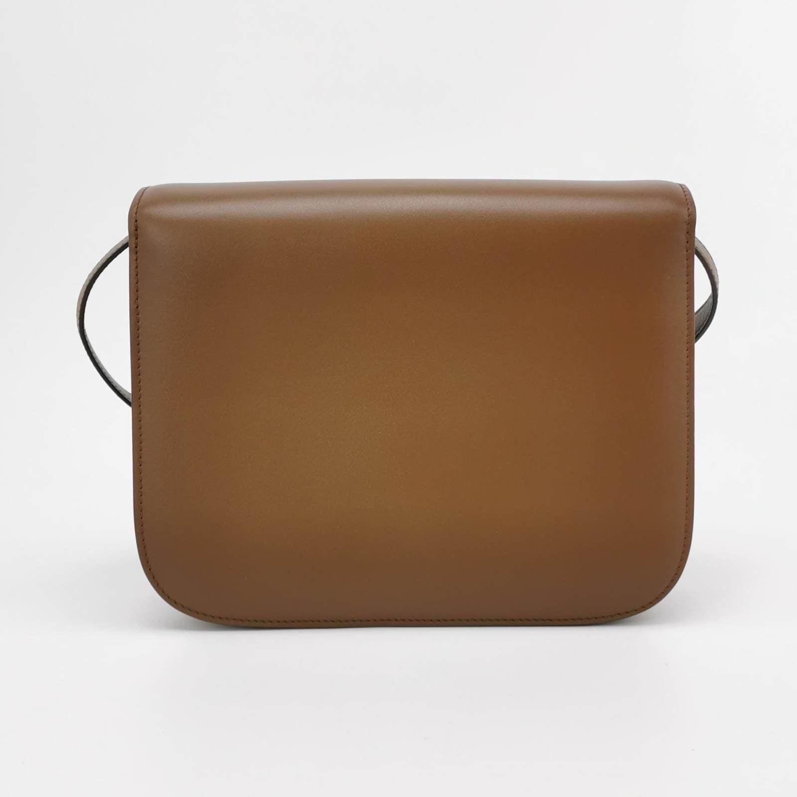 CELINE Classic Box Flap Caramel Brown Leather crossbody bag 2