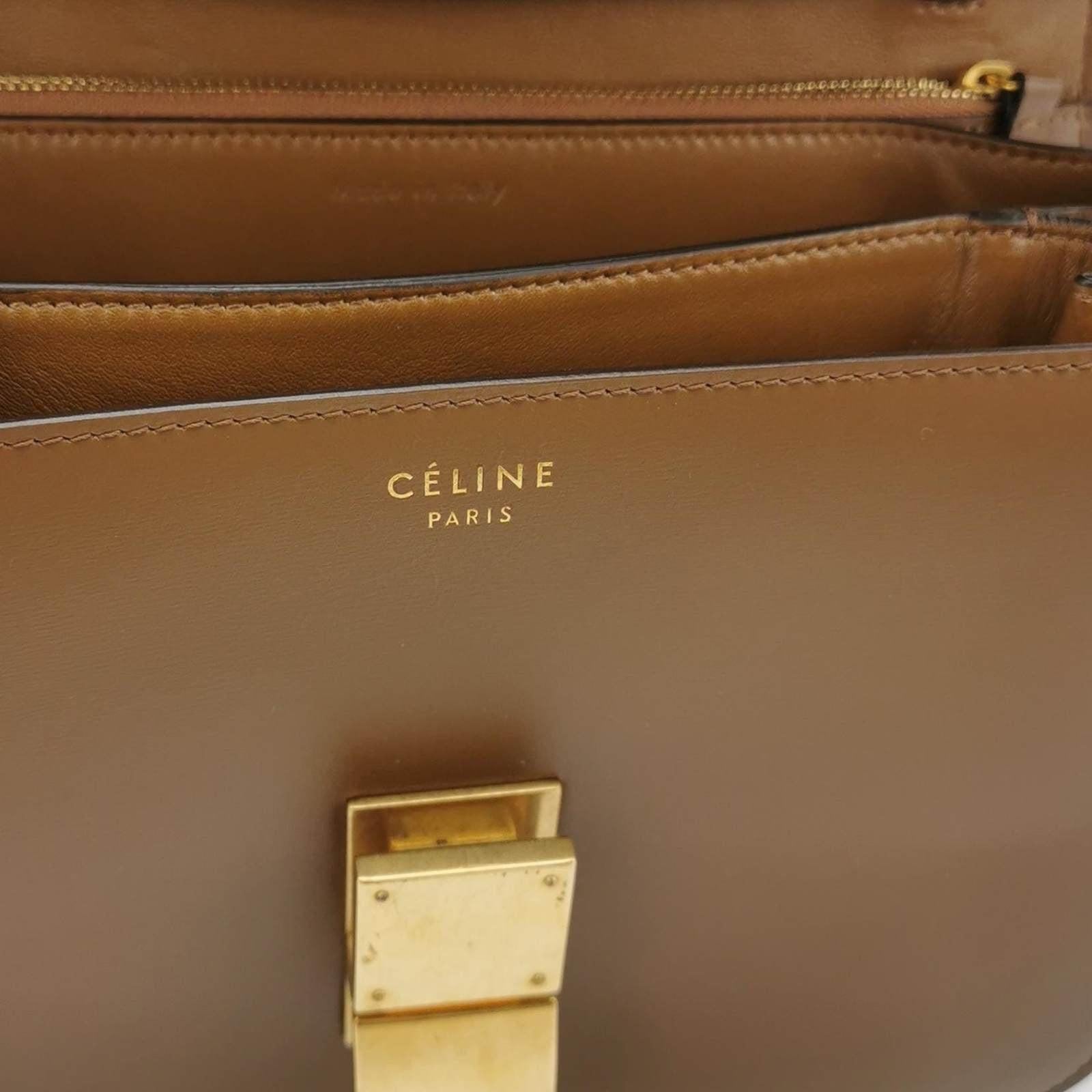 CELINE Classic Box Flap Caramel Brown Leather crossbody bag 3