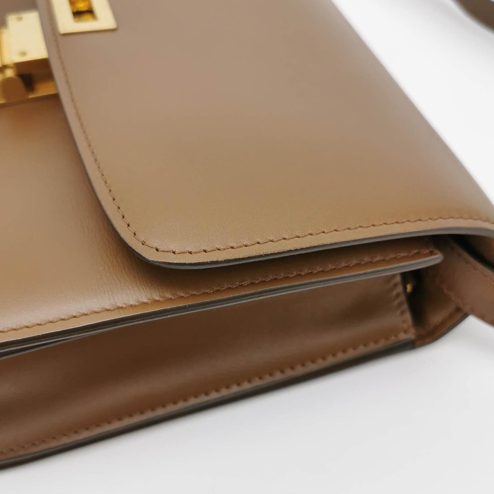 CELINE Classic Box Flap Caramel Brown Leather crossbody bag 5