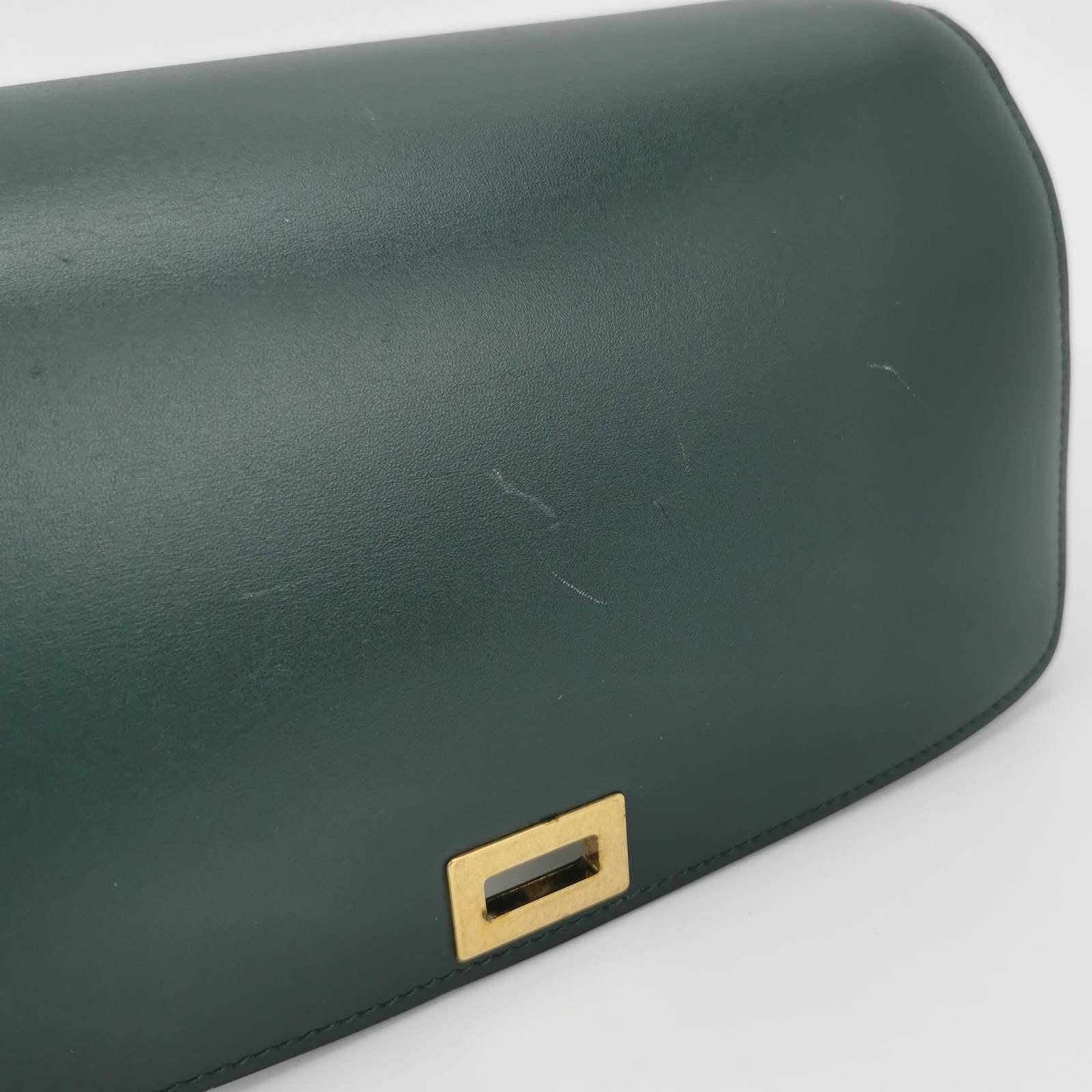 CELINE Classic Box Flap Dark Green Leather crossbody bag 8