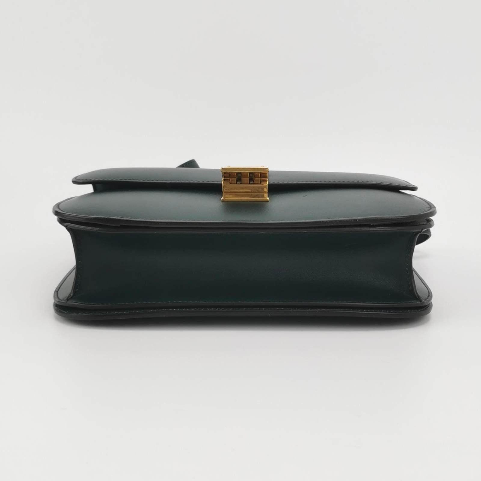 CELINE Classic Box Flap Dark Green Leather crossbody bag 1