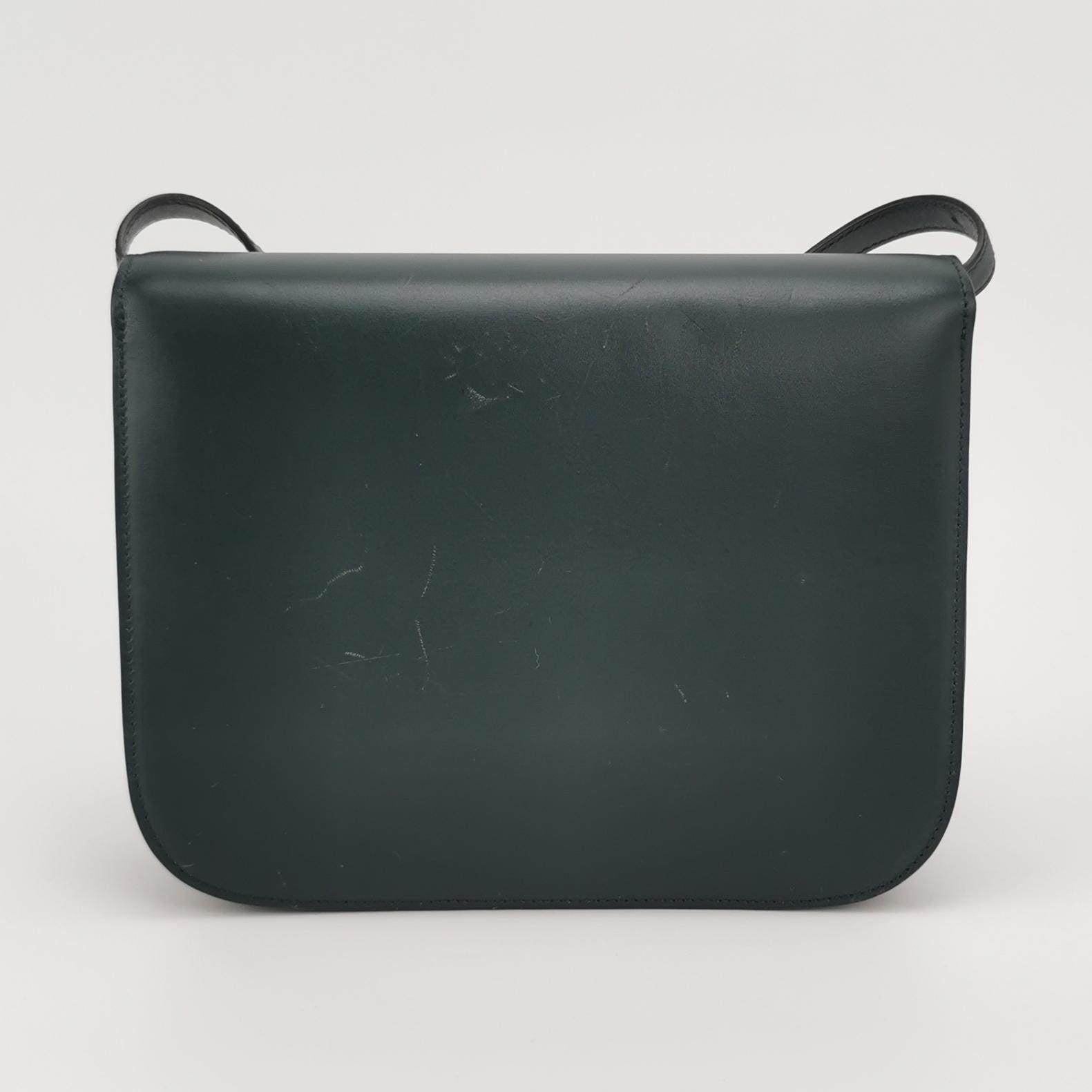 CELINE Classic Box Flap Dark Green Leather crossbody bag 2