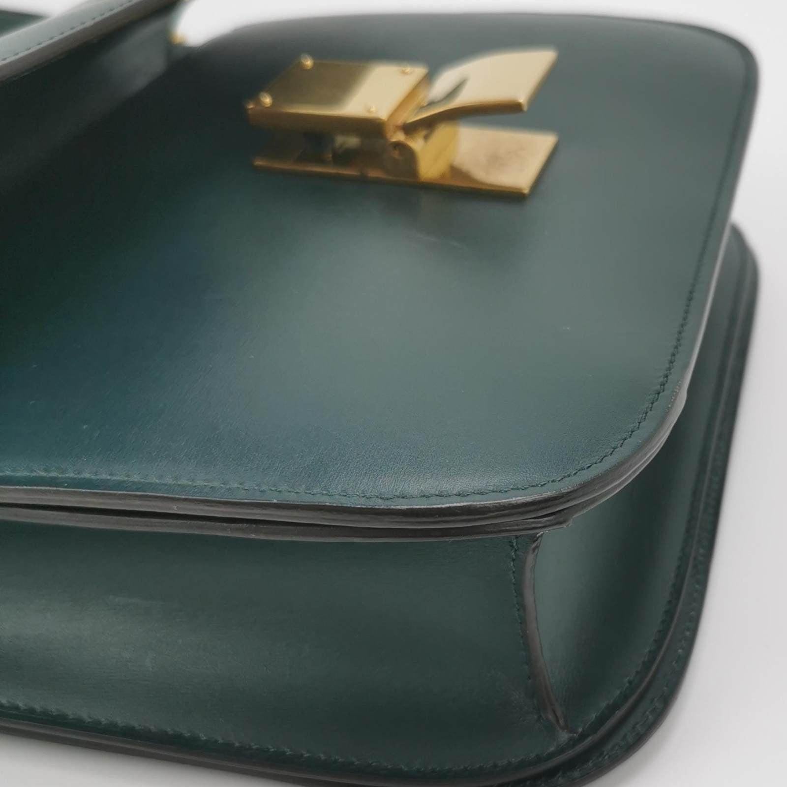 CELINE Classic Box Flap Dark Green Leather crossbody bag 3