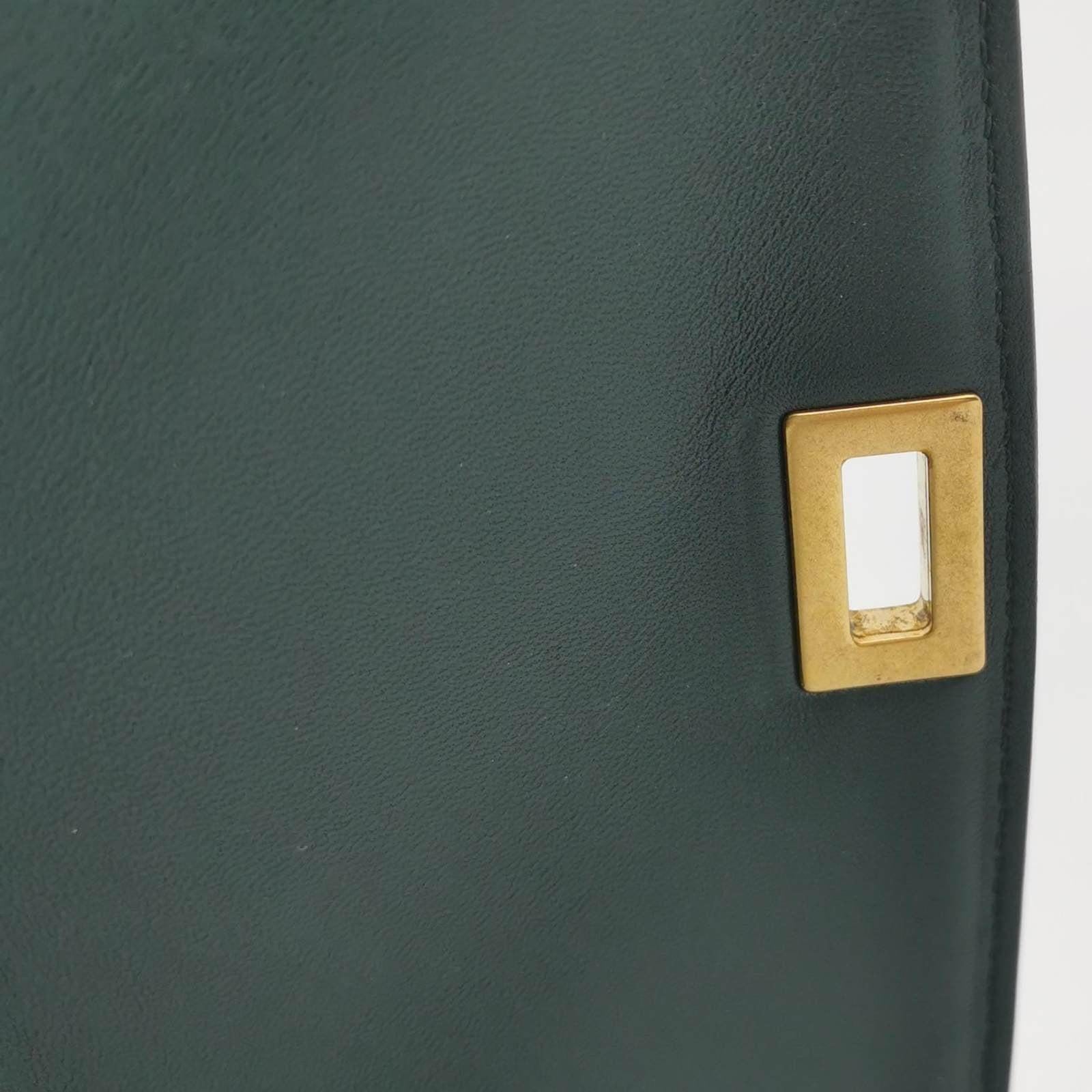 CELINE Classic Box Flap Dark Green Leather crossbody bag 4