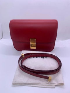 CELINE Classic Box Medium Tasche Rot Glattes Kalbsleder Umhängetasche