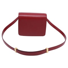 Celine Classic Box Small Shoulder Bag in Burgundy Calf Leather