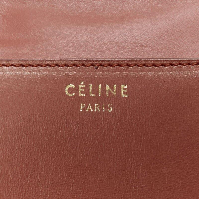 CELINE Classic Box tan brown calfskin gold clasp adjustable crossbody bag Small For Sale 6