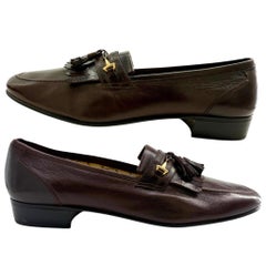Celine Classic Brown Leather Loafers, 1980s