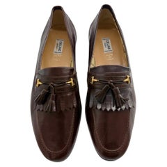 Celine Klassische braune Leder-Slipper, 1980er Jahre