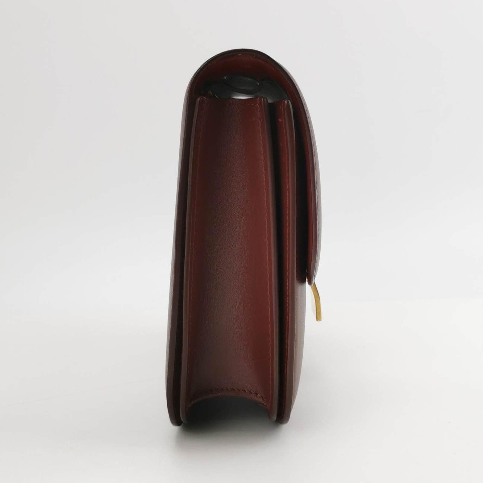 Brown CELINE Classic Flap Burgundy Box Leather crossbody bag For Sale