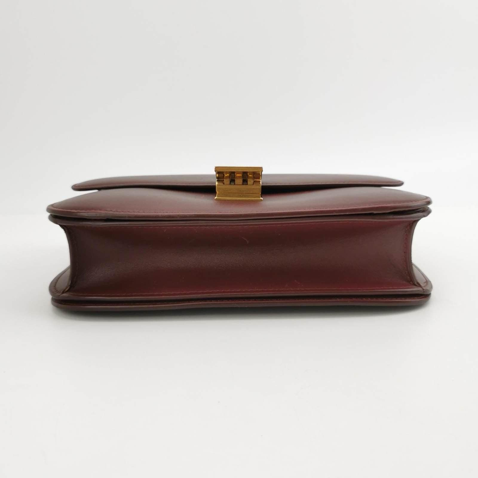 CELINE Classic Flap Burgundy Box Leather crossbody bag For Sale 2