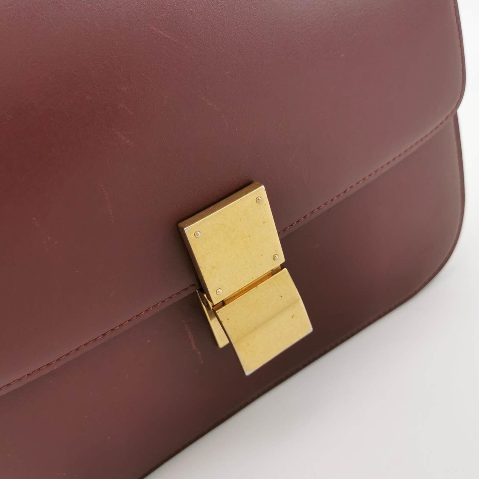 CELINE Classic Flap Burgundy Box Leather crossbody bag For Sale 3