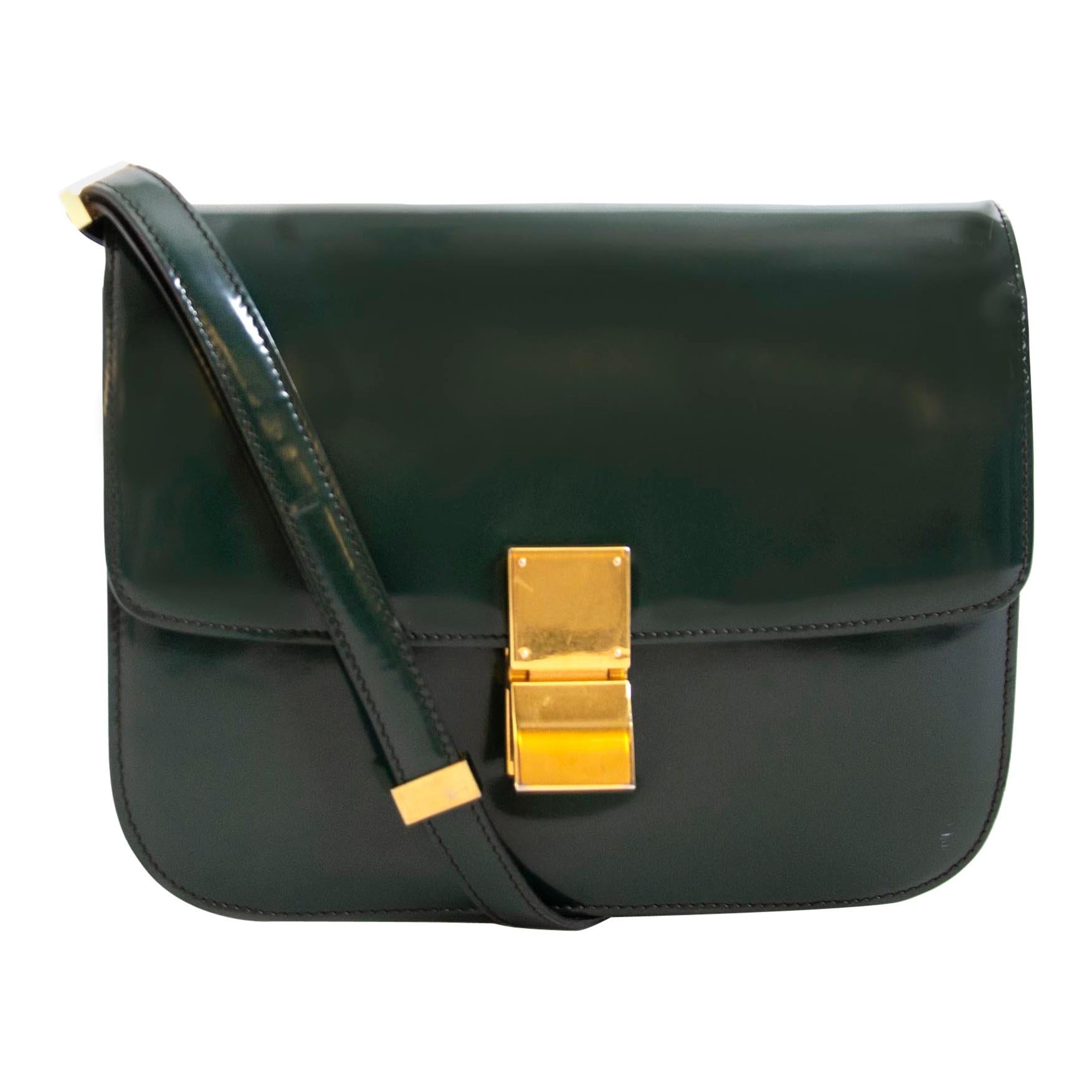 Celine Classic Green Patent Leather Bag