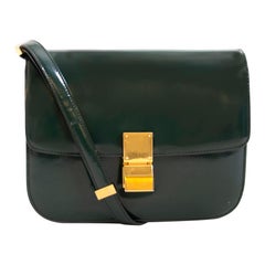 Celine Classic Grüne Lackledertasche