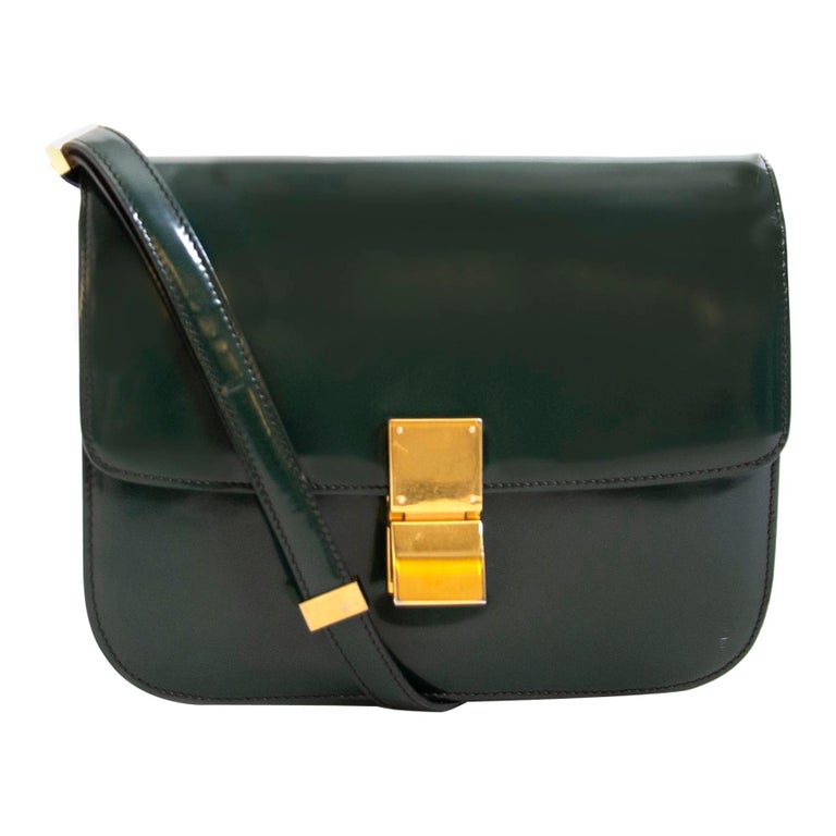 Celine Classic Green Patent Leather Bag at 1stDibs