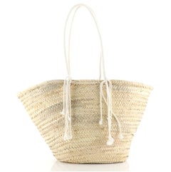 Celine Classic Panier Bucket Bag Limited Edition Embroidered Woven Straw Large