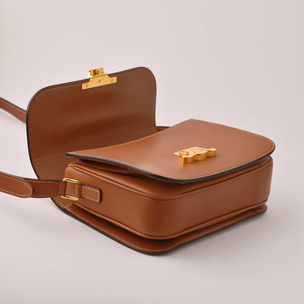 Brown Celine Classique Triomphe Tan Leather Medium Handbag