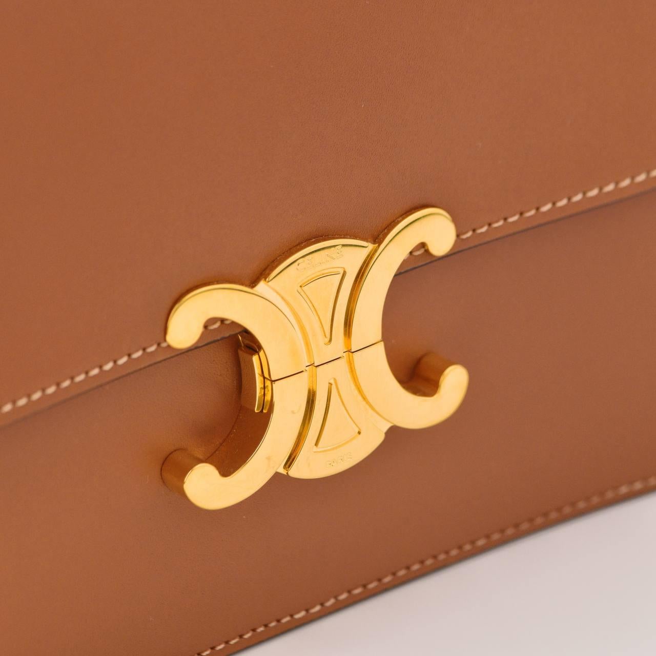 Celine Classique Triomphe Tan Leather Medium Handbag 4