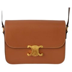 Used Celine Classique Triomphe Tan Leather Medium Handbag