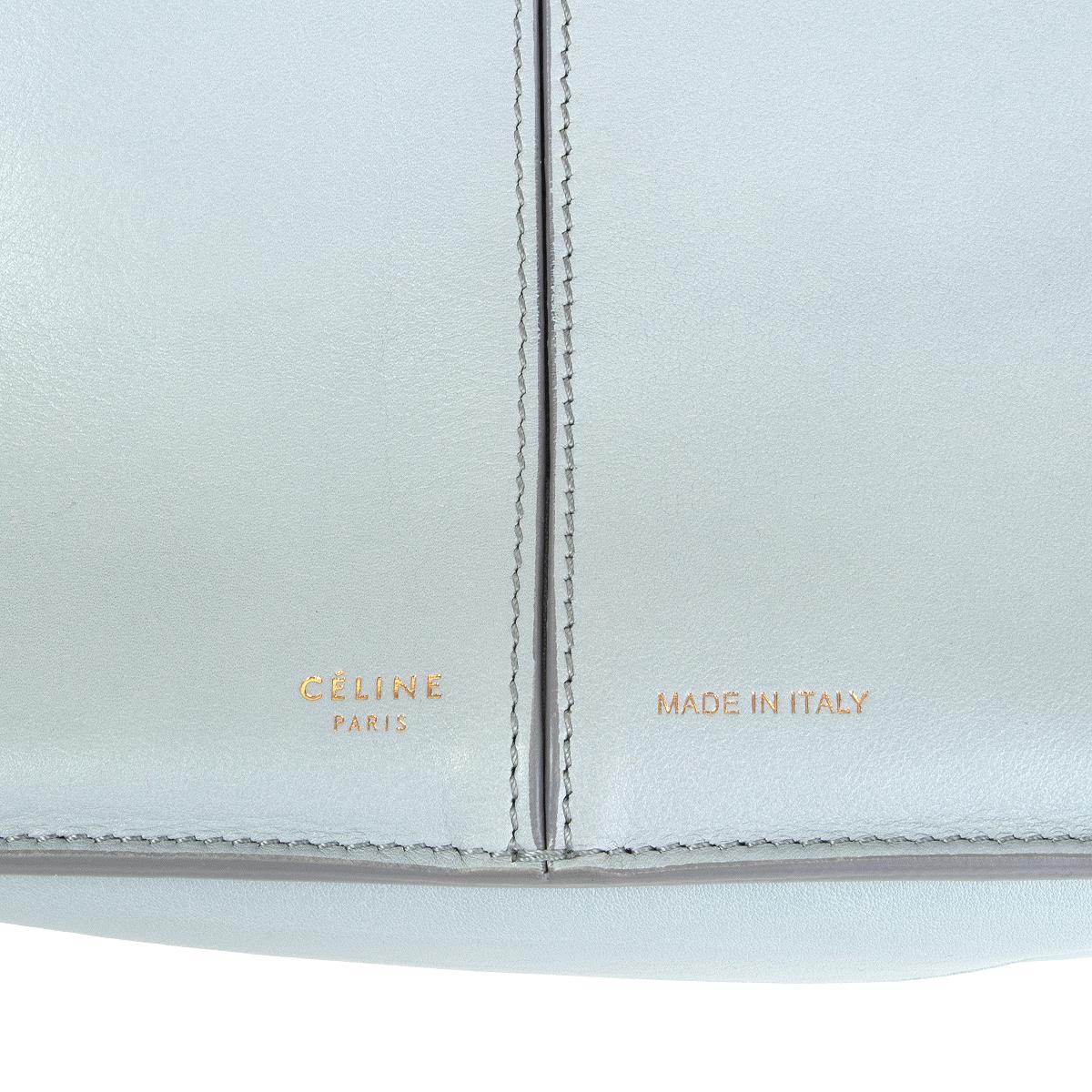 CELINE Clutch TRI-FOLD azul nube con cadena Piel de becerro natural flexible 1