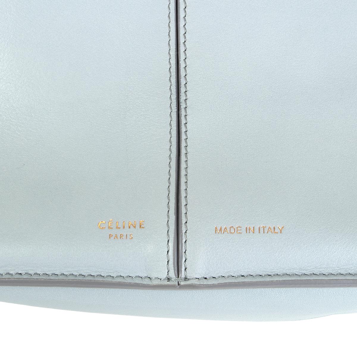 Gray CELINE Cloud blue TRI-FOLD Clutch on Chain Supple Natural Calfskin leather