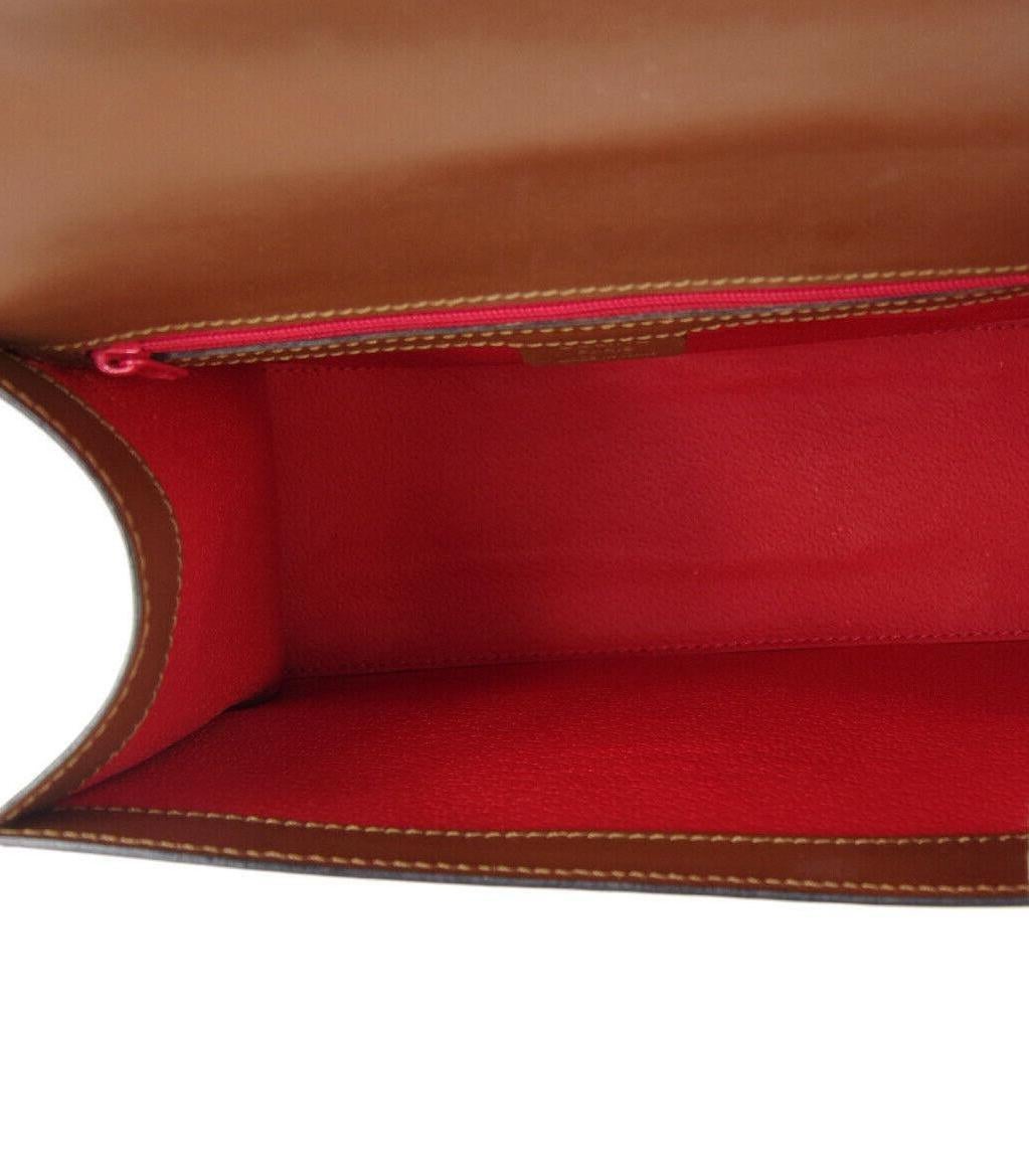 Women's Celine Cognac Leather Gold Evening Kelly Top Handle Satchel Shoulder Flap Bag