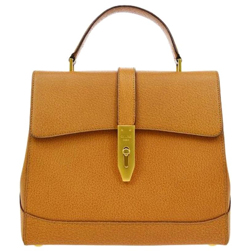 Celine Cognac Leather Gold Evening Kelly Top Handle Satchel Shoulder Flap Bag