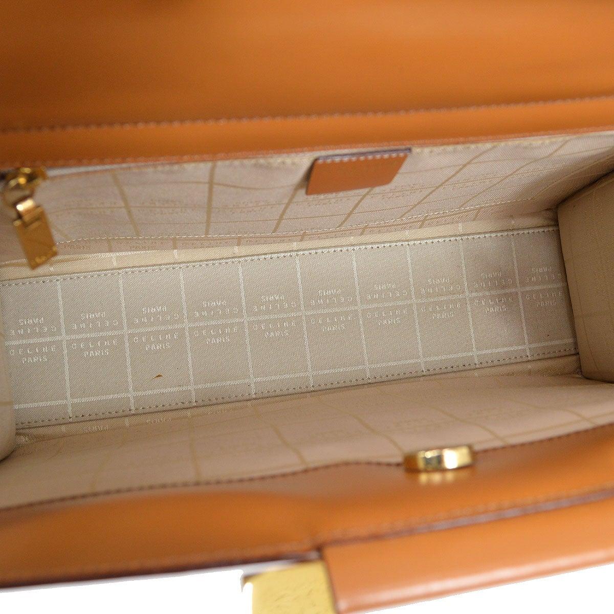 CELINE Cognac Tan Crocodile Exotic Leather Gold Top Handle Tote Bag 2