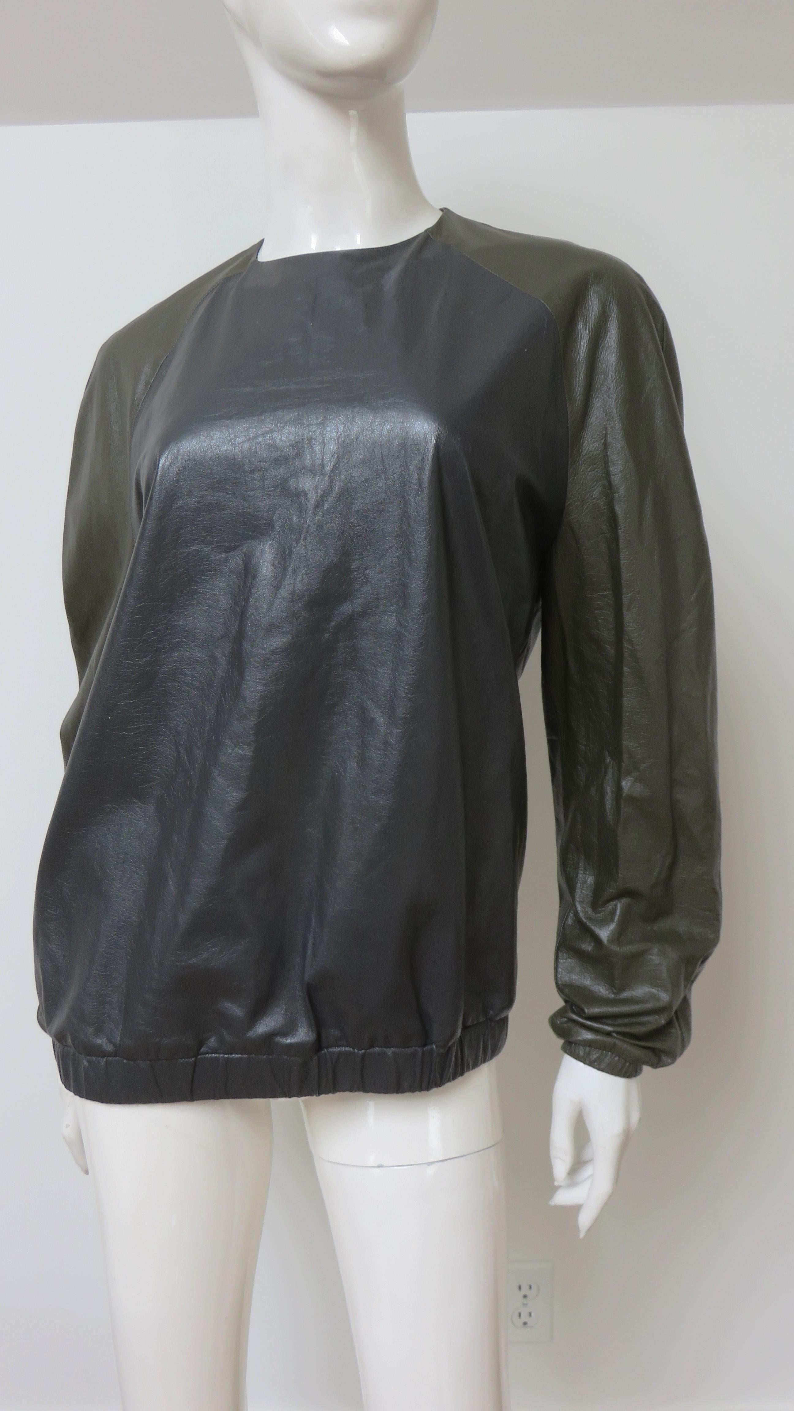 Top de piel con bloques de color Celine Negro en venta