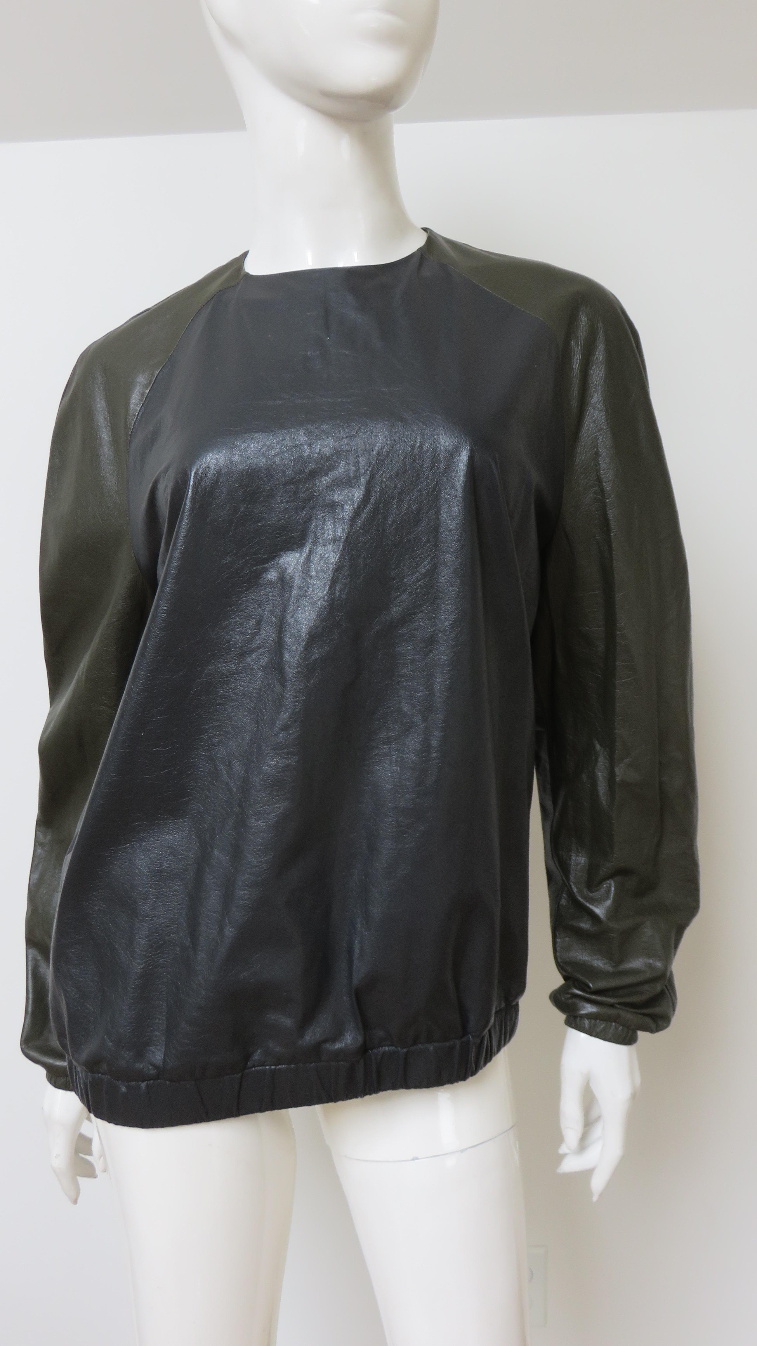 Top de piel con bloques de color Celine en Bueno estado para la venta en Water Mill, NY