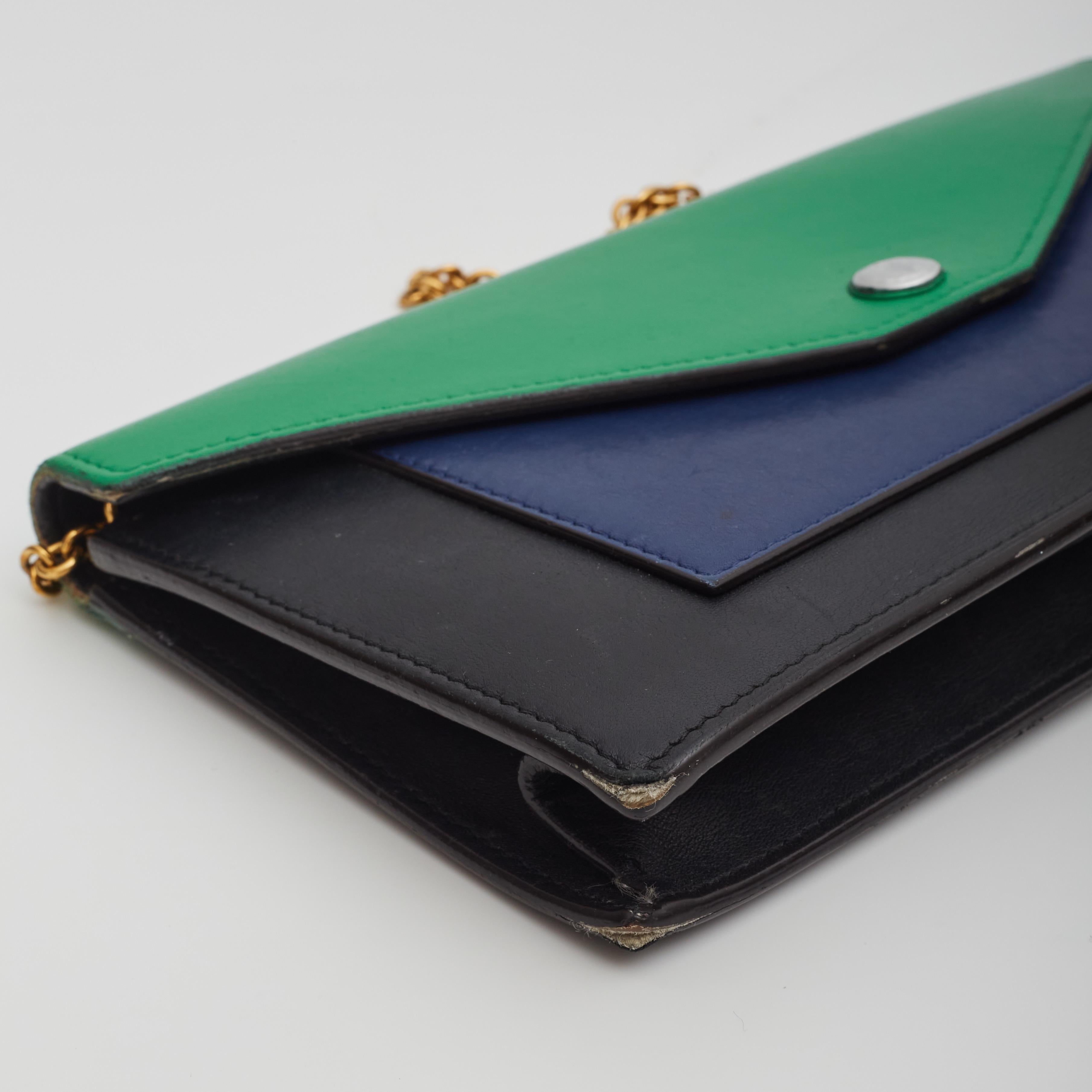 Celine Colorblock Pocket Envelope Wallet On Chain Bag (2015) In Fair Condition In Montreal, Quebec