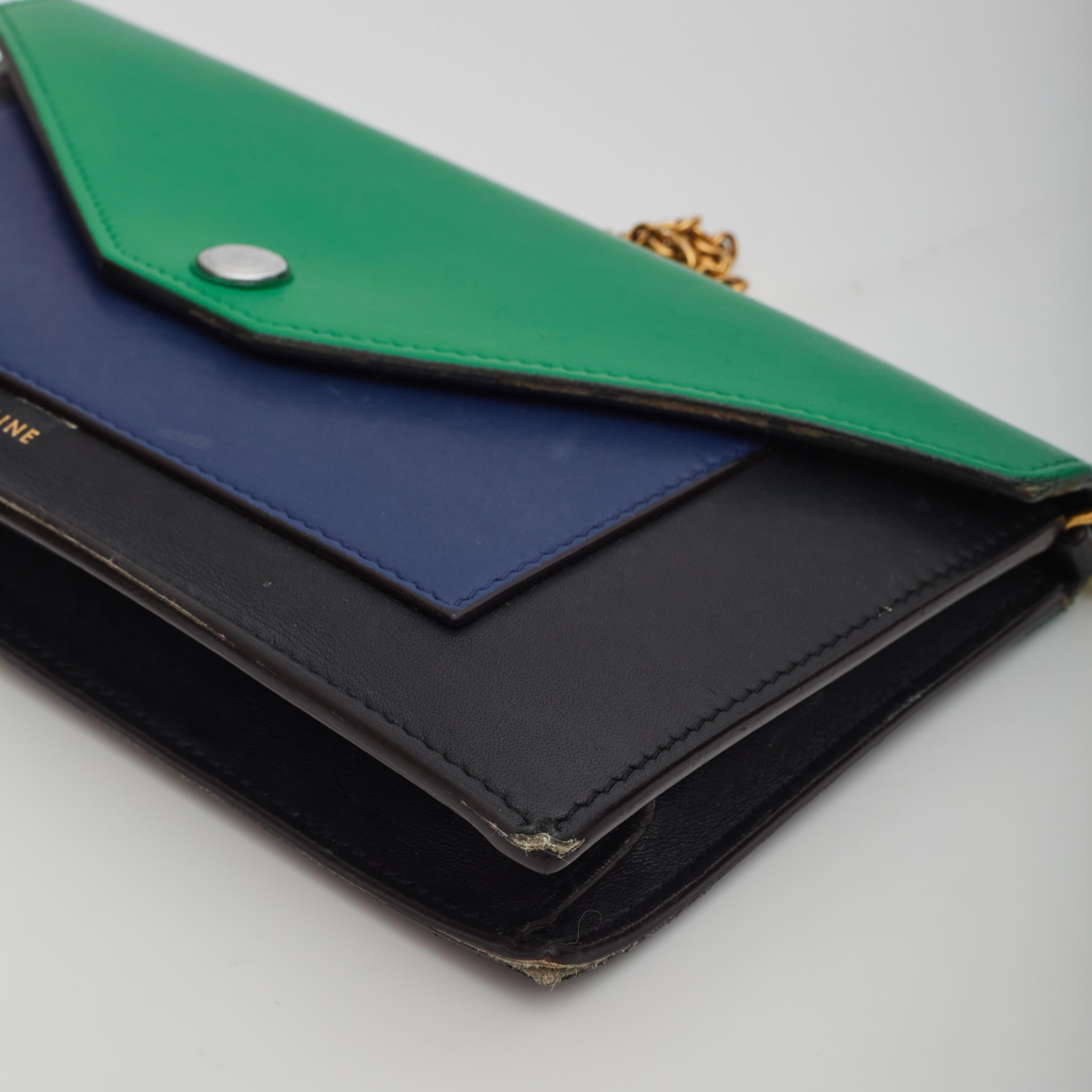 Women's Celine Colorblock Pocket Envelope Wallet On Chain Bag (2015)