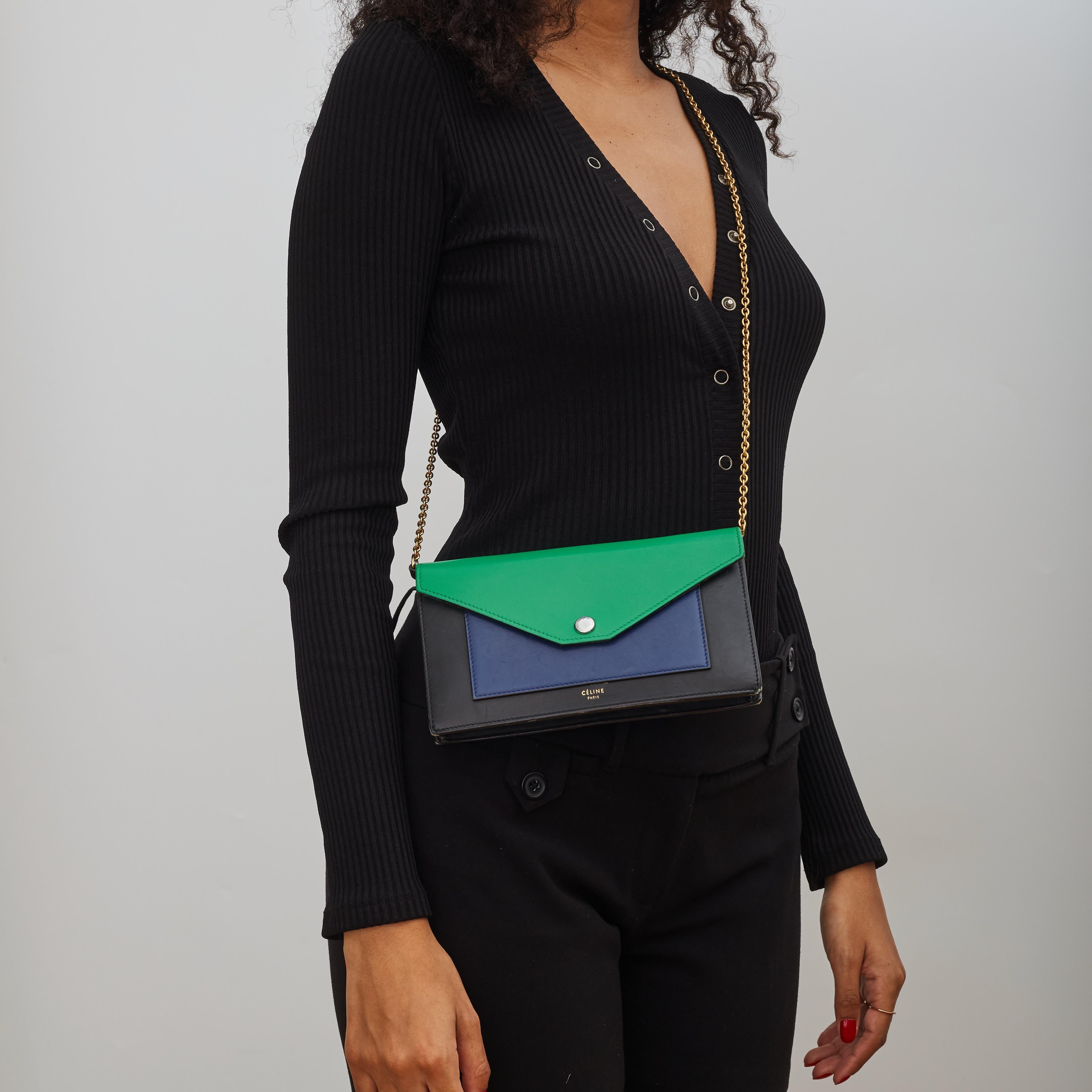 Celine Colorblock Pocket Envelope Wallet On Chain Bag (2015) 3