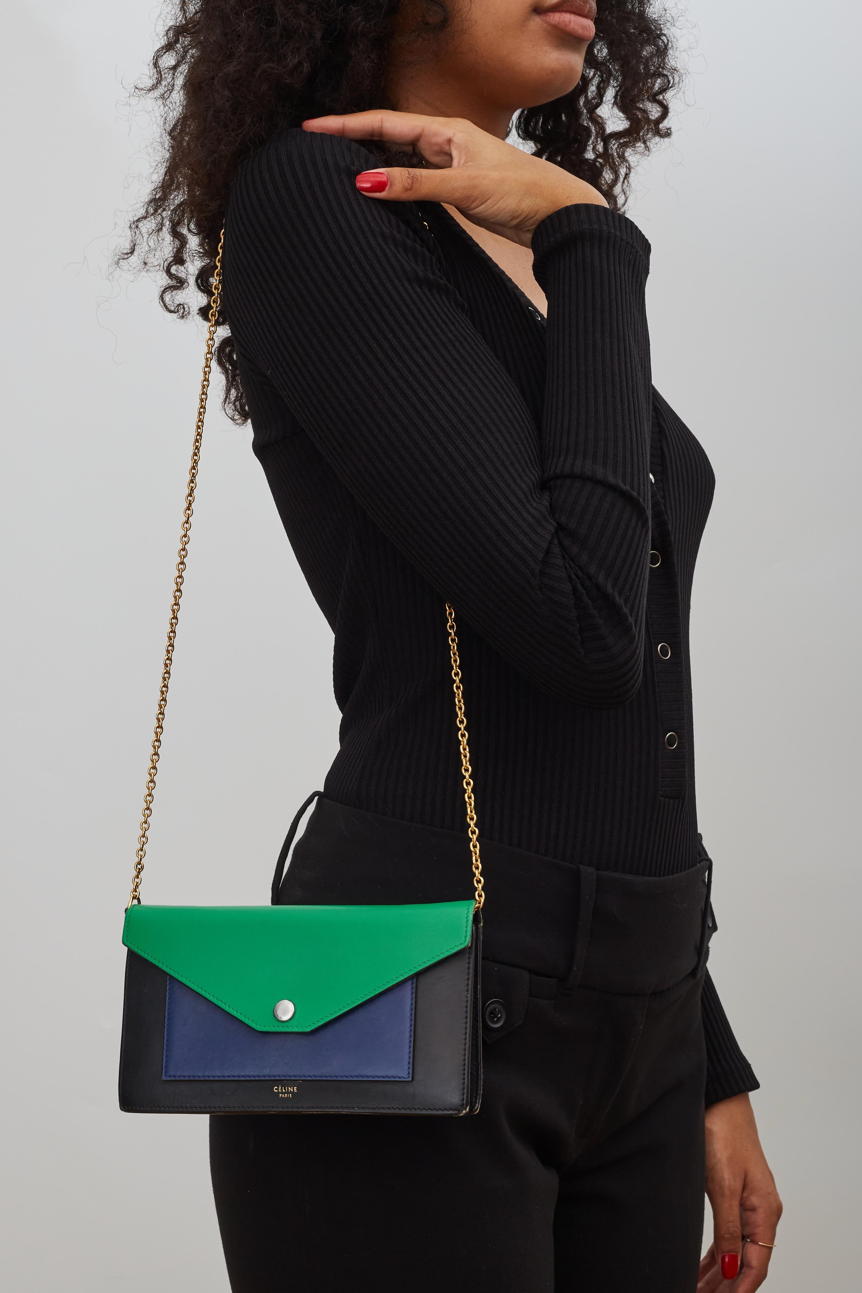 Celine Colorblock Pocket Envelope Wallet On Chain Bag (2015) 4