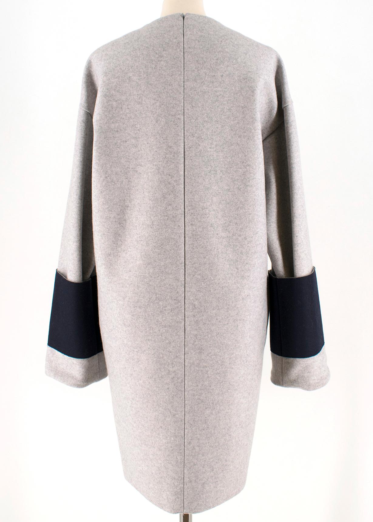 Gray Celine contrast-cuff wool shift dress US 6