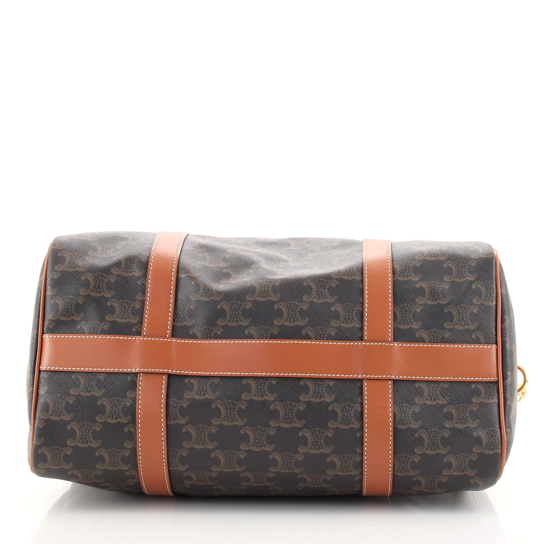 Brown Celine Convertible Duffle Bag Triomphe Coated Canvas Large